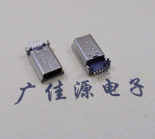 湖南MINI USB公头 5pin端子贴板带柱 10.7mm体长