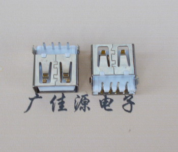 湖南USB母座接口 AF90度沉板1.9引脚4P插件白胶芯直边