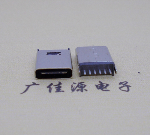 湖南直立式插板Type-C6p母座连接器高H=10.0mm