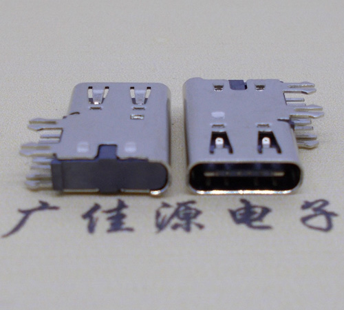 湖南侧插USB3.1接头座子.90度type-c母座.6p侧插连接器